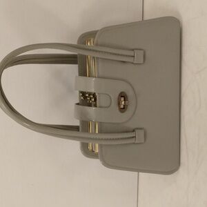 50s Vintage Purse Grey Vinyl 3 Compartment Handbag Quintessential Fifties Bag